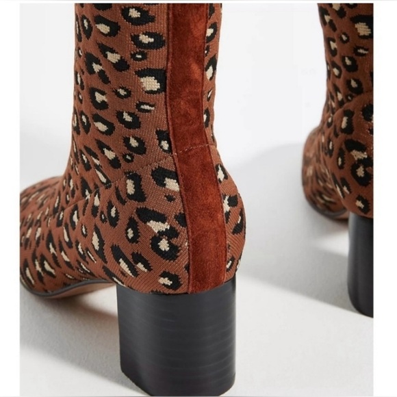 Anthropologie Silent D Camorra Leopard print knit sock boots Size 39/8.5 - Picture 12 of 16